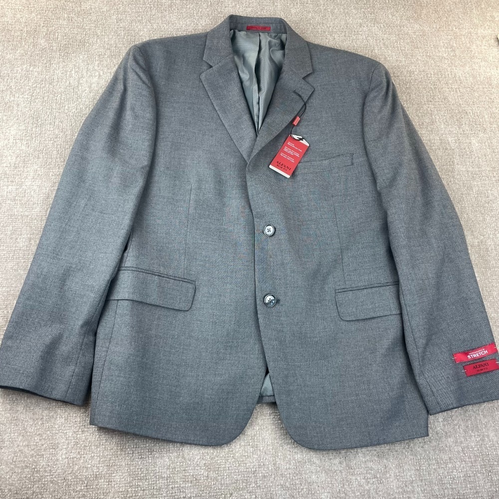 Alfani‎ Sport Coat Mens 44S Gray Slim Fit Performance Stretch Single Breasted